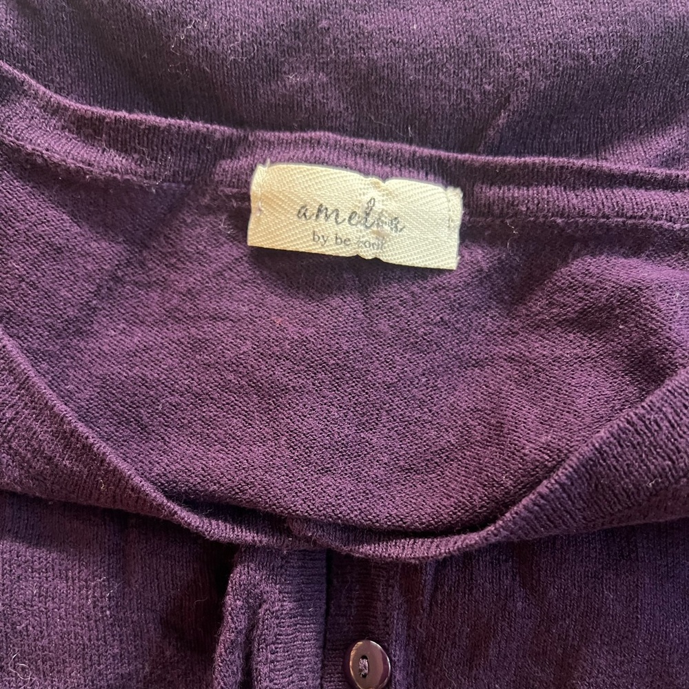 Amelia Women’s Purple Cardigan M Jewel Tone Classic Minimalist Dark Academia - Picture 3 of 7
